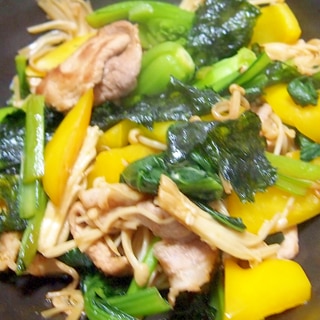小松菜とパプリカと豚肉の炒め物